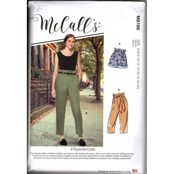 McCall's M8168 Misses 6 to 22 High Waist Shorts, Pants and Capri Sewing Pattern - Picture 1 of 2